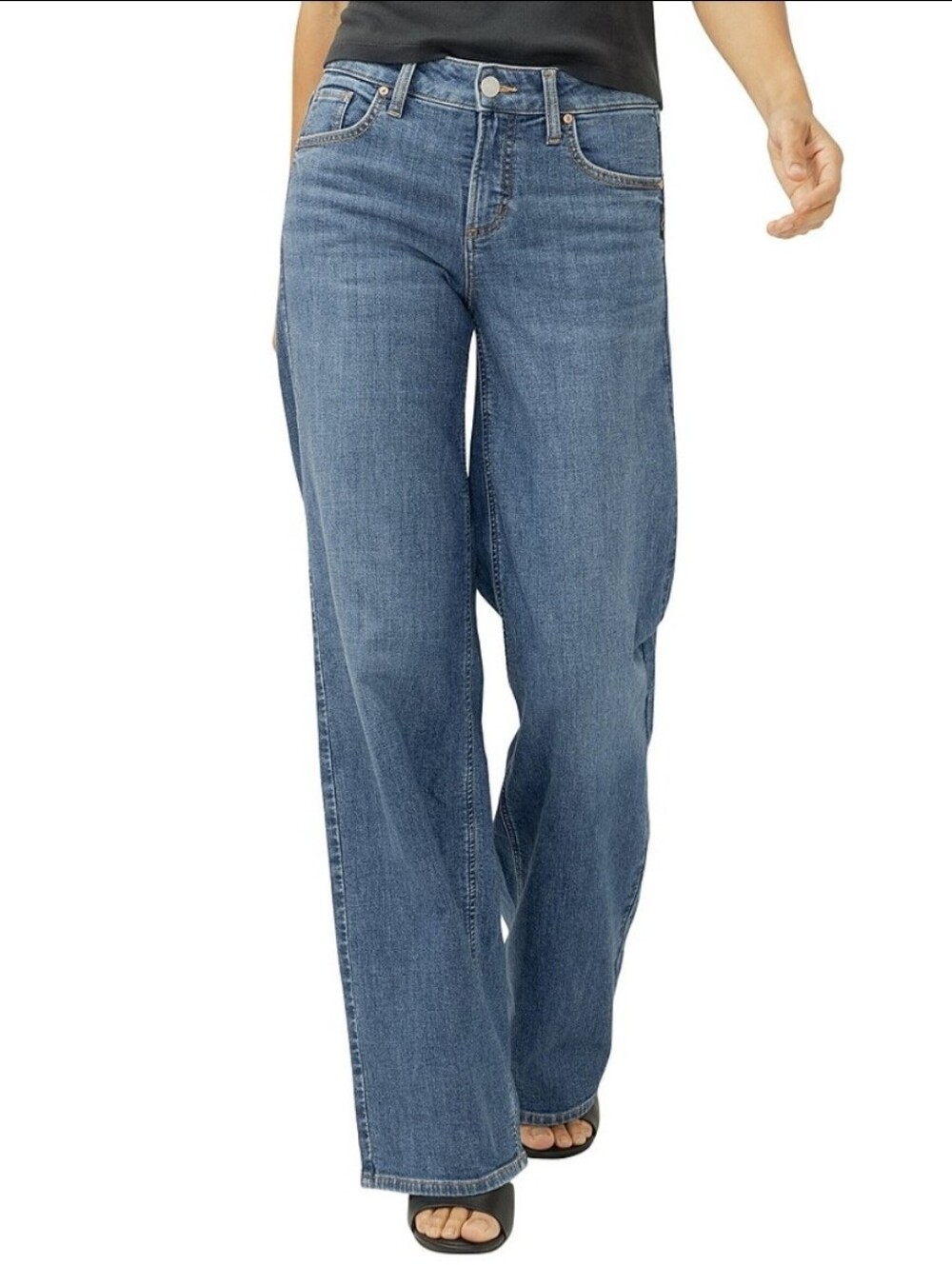 Silver Jeans Women's Suki Mid Rise Curvy Fit Wide Leg Jeans Size 20W/31Plus Size